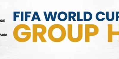 World Cup Group H banner featuring national flags of Spain, Uruguay, Saudi Arabia, and Cape Verde