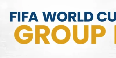 World Cup Group I banner, featuring national flags of France, Senegal, Norway and Iraq