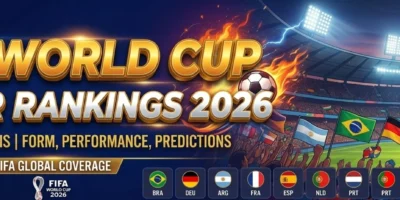 World Cup Power rankings banner with trophy and team flags