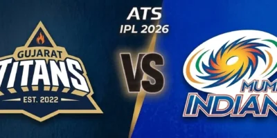 GT vs MI prediction banner with official team logos and a stylised vs sign