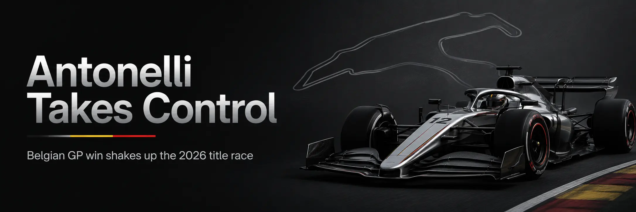 Antonelli takes control. Banner for an article about the f1 title race 2026